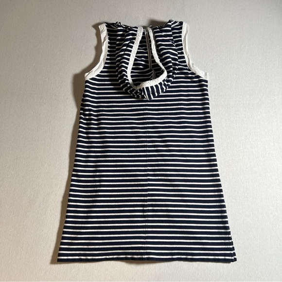 Nautica Navy + White Nautical Zip-Up Beach Cover Up w/ Hood + Pockets, Medium - Picture 4 of 11